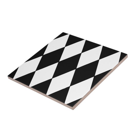 Carreau Motif diamant noir et blanc À damiers rétro (Côté)