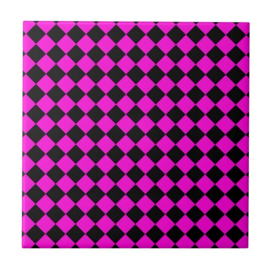 Carreau Motif diamant rose noir Checker (Devant)