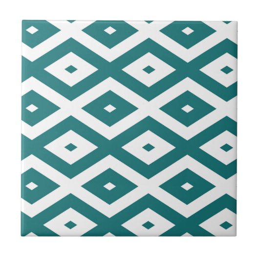 Carreau motif diamant turquoise et blanc (Devant)