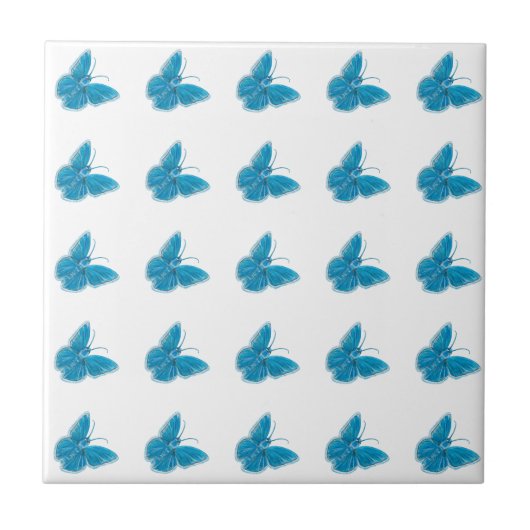 Carreau Motif d'illustration de papillons bleus (Devant)