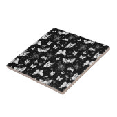 Carreau Motif d'illustration noir blanc papillon (Côté)