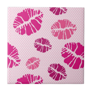 Carreau Motif d'impression de forme de baiser de rouge à