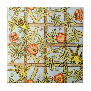 Carreau Motif d'oiseaux et de fleurs de William Morris