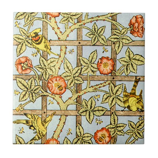 Carreau Motif d'oiseaux et de fleurs de William Morris (Devant)