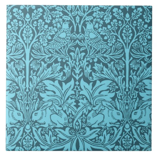 Carreau motif d'oiseaux et de lapins vintages (Devant)