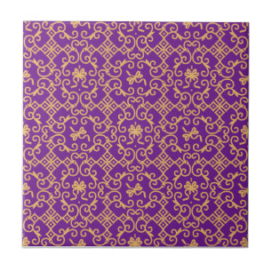 Carreau Motif doré avec tuile en céramique violette Arrièr
