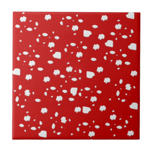 Carreau motif dot avec champignon de tabouret rouge