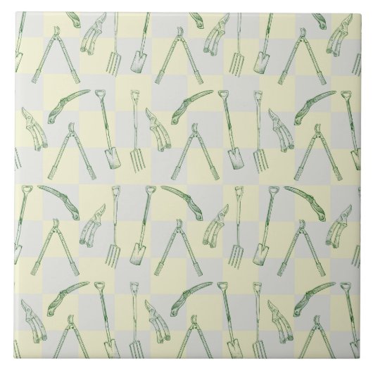 Carreau Motif d'outils de jardinage (Devant)