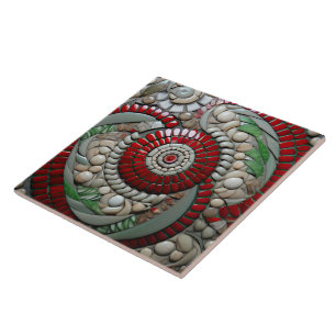 Carreau Motif du cercle de marbre rouge Noël