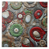 Carreau Motif du Cercle de Noël rouge et vert (Devant)