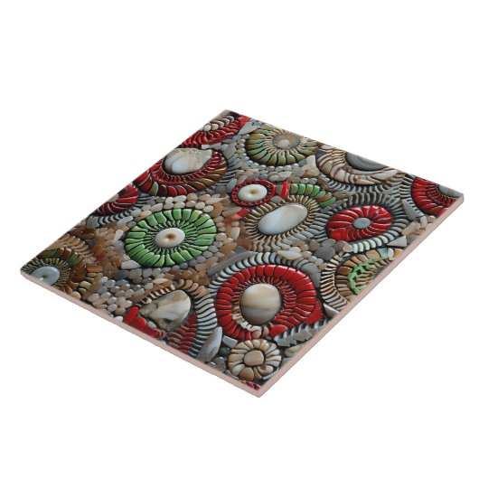 Carreau Motif du Cercle de Noël rouge et vert (Côté)