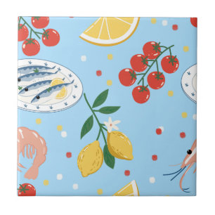Carreau Motif du marché de fruits de mer méditerranéen (1)