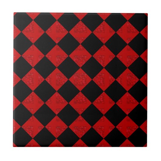 Carreau Motif du vérificateur de diamants rouge noir et ro (Devant)