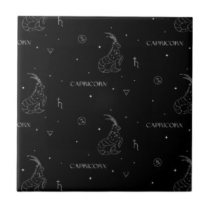 Carreau Motif du zodiaque Capricorne en noir et blanc