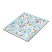 Carreau Motif D'Unicornes, De Mignons Unicornes, Fleurs (Côté)