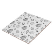 Carreau Motif élégant Black White Seashells (Côté)