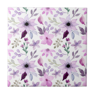 Carreau Motif élégant de fleurs roses et violettes