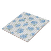 Carreau Motif Élégant d'Hydrangea Bleue Rayure Grise (Côté)
