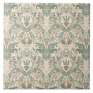 Carreau Motif Élégant Vintage Nouveauté Floral Oiseaux