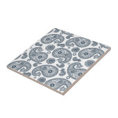 Carreau Motif en cachemire bleu foncé indien sur blanc (Côté)