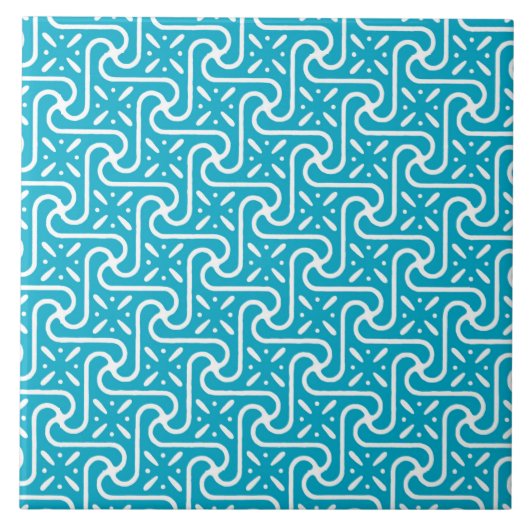 Carreau Motif en carrelage égyptien, turquoise et blanc (Devant)
