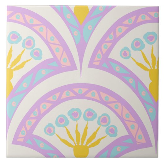 Carreau Motif en coquille de couleur pastel (Devant)