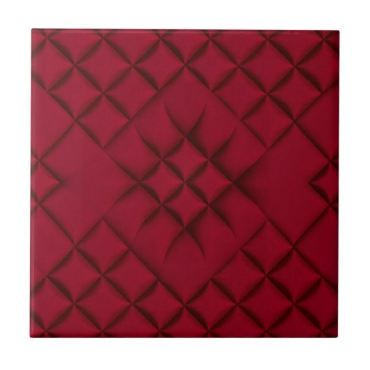 Carreau Motif en cuir matelassé rouge profond (Devant)