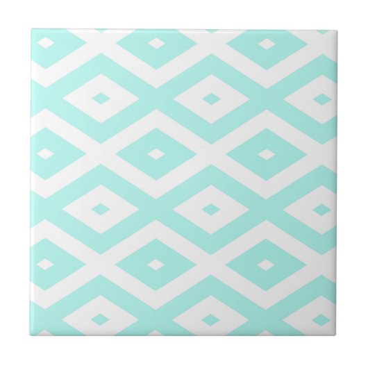 Carreau Motif en diamant Turquoise et blanc (Devant)