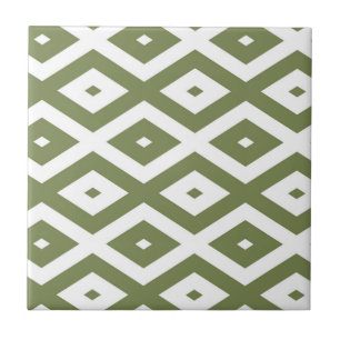 Carreau Motif en diamant vert et blanc