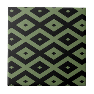 Carreau Motif en diamant vert olive et noir