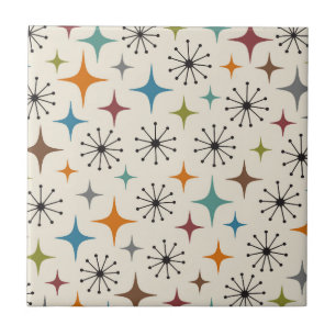 Carreau Motif en étoile éclatée de style Mid Century Moder
