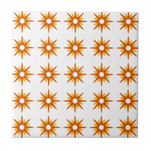 Carreau Motif en explosion d'étoiles rouge-orange du milie