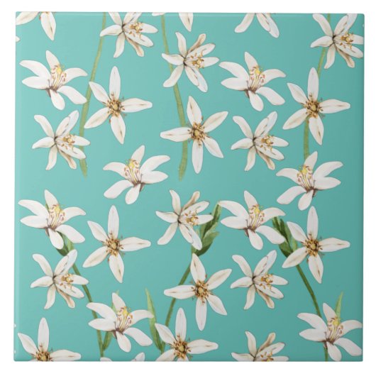 Carreau motif en fleurs de citron d'été sur les turquoises (Devant)