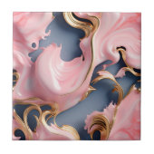 Carreau Motif en marbre doré avec Pastel Coral (Devant)