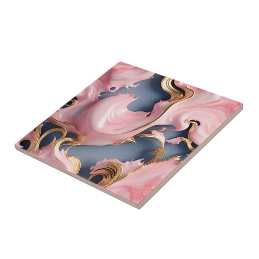 Carreau Motif en marbre doré avec Pastel Coral (Côté)