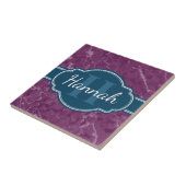 Carreau Motif en marbre violet Turquoise Monogramme (Côté)