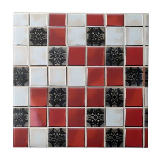 Carreau Motif en mosaïque rouge blanc (Devant)