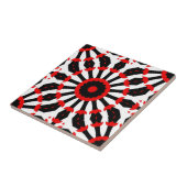 Carreau Motif en mosaïque rouge kaléidoscopique noir blanc (Côté)
