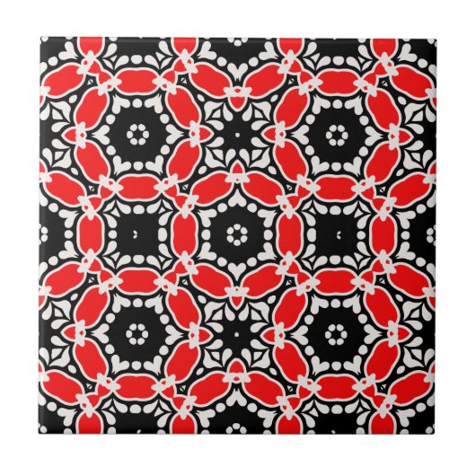 Carreau Motif en mosaïque rouge noir et blanc (Devant)