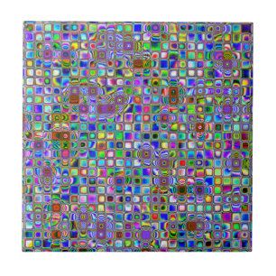 Carreau Motif en mosaïque texturée arc-en-ciel psychédéliq