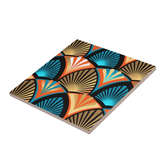 Carreau Motif en or feuille de palme géométrique Art Déco (Côté)