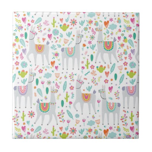 Carreau Motif en pastel mignon de lama (Devant)