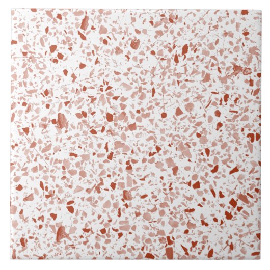 Carreau Motif en pierre de Terrazzo blanc minimal en terre (Devant)