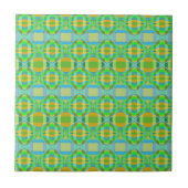 Carreau Motif en treillis bleu vert orange violet crémeux (Devant)