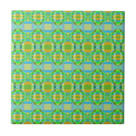 Carreau Motif en treillis bleu vert orange violet crémeux (Devant)