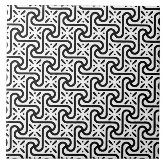 Carreau Motif en tuiles égyptiennes, noir et blanc (Devant)