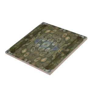 Carreau Motif encadré de sédiment marin de gemme de mer oc