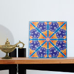 Carreau Motif Espagnol Bleu Et Orange Méditerranéen<br><div class="desc">Carrelage décoratif à motifs accrocheurs dans les tons bleu et orange.</div>