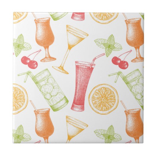 Carreau Motif esquissé de cocktail (Devant)