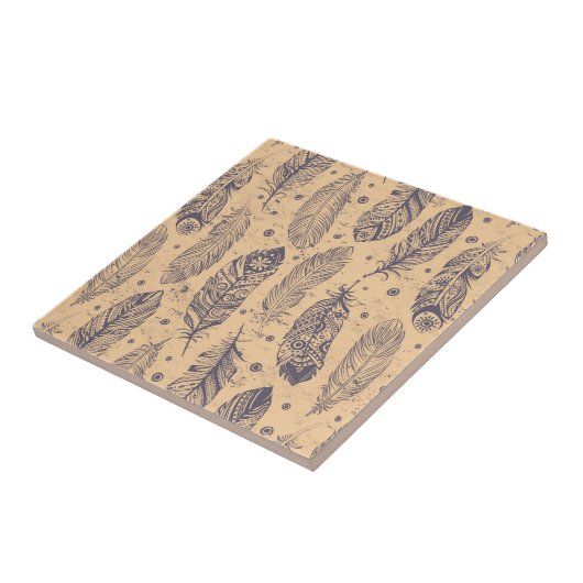 Carreau Motif ethnique d'ensemble de plume (Côté)